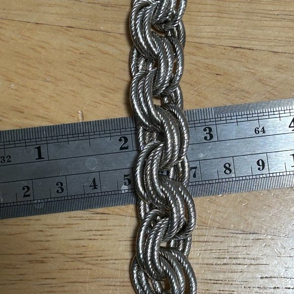 Estate Bronze Signed Milor Italy Thick Silver Plated Chain Bracelet - Picture 3 of 8